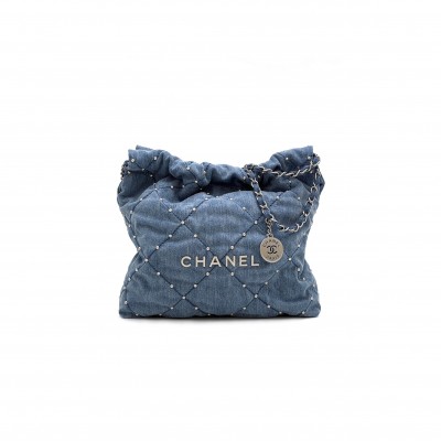 CHANEL MASTER 22BAG SMALL DENIM RIVETS AS3260 (37*35*7cm)